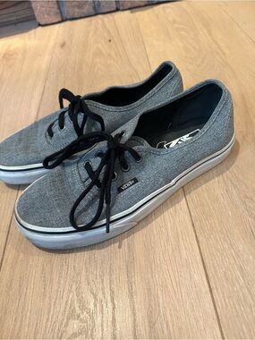 Vans Gray Canvas Low-Top Sneakers with Black Laces